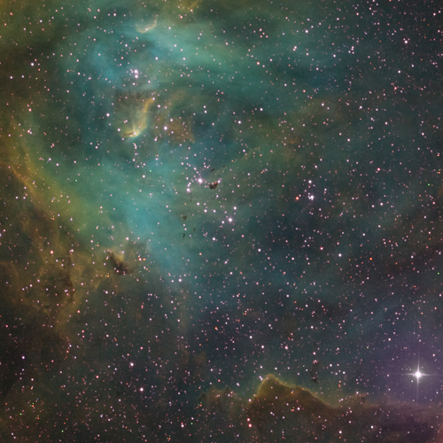 IC 2944 Running Chicken Nebula in Synthetic Color