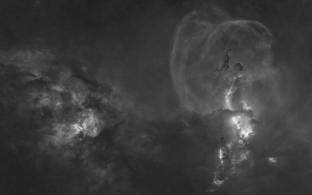 NGC 3603 and 3581 in Black and White